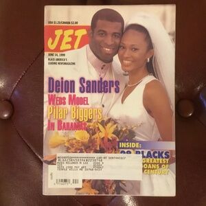 Jet Magazine Dion Sanders weds Model Pilar Biggers June 1999 issue.